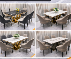 Tables à manger modernes Modèle marbré élégant avec 4 ou 6 chaises