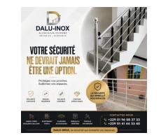 Rampes d'escalier et balcons en aluminium chromé inoxydable
